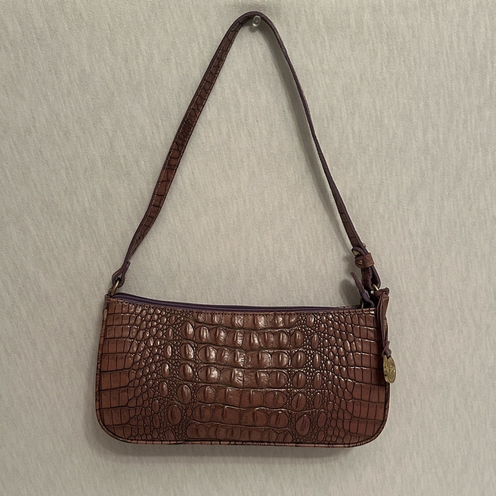 Vintage Brahmin Y2K Croc Embossed Leather Handbag Shoulder Mini Bag w/ Dust Bag - Picture 15 of 16